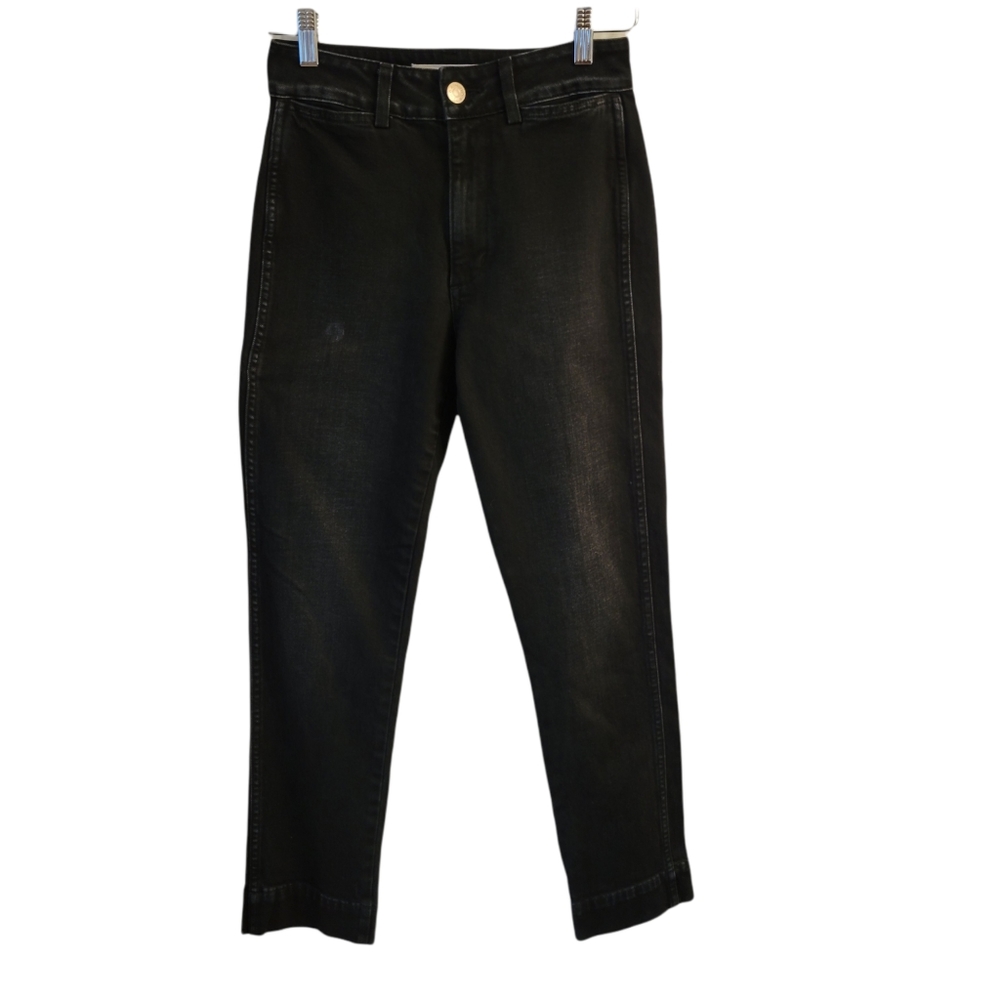 AMO Black High-Rise Straight Leg Jeans